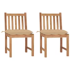 vidaXL 2 db tömör tíkfa kerti szék párnával