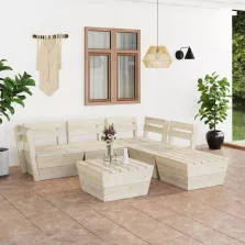   vidaXL 6 részes impregnált lucfenyő kerti raklap-bútorgarnitúra