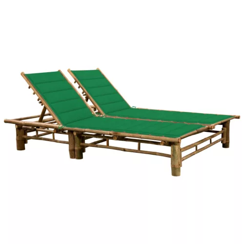 vidaXL kétszemélyes bambusz napozóágy párnákkal