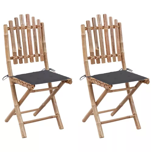 vidaXL 2 db összecsukható bambusz kerti szék párnával