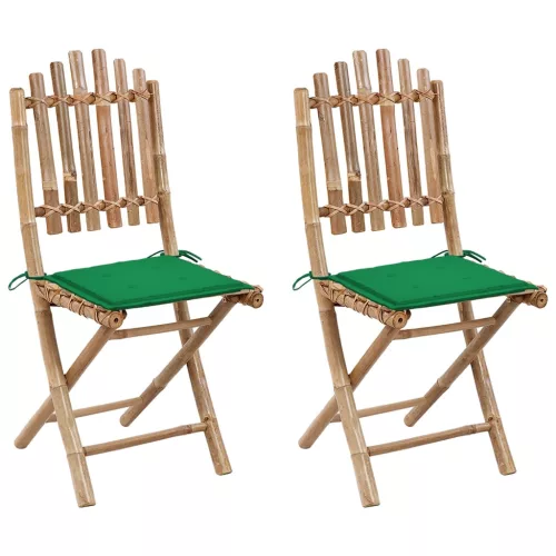 vidaXL 2 db összecsukható bambusz kerti szék párnával