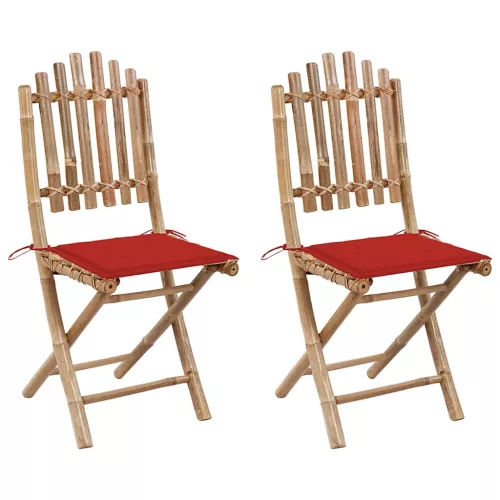 vidaXL 2 db összecsukható bambusz kerti szék párnával