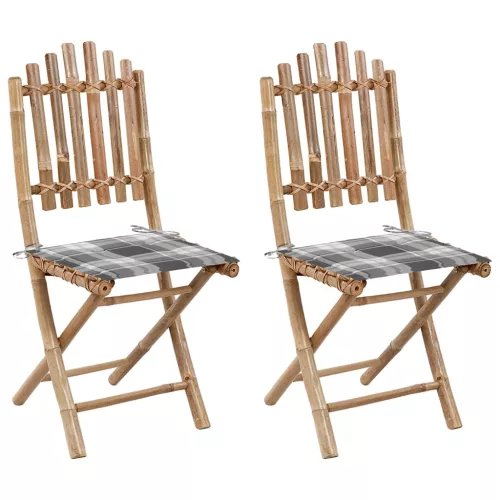 vidaXL 2 db összecsukható bambusz kerti szék párnával
