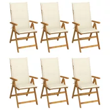   vidaXL 6 db összecsukható tömör akácfa kerti szék párnával