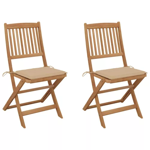 vidaXL 2 db összecsukható tömör akácfa kerti szék párnákkal