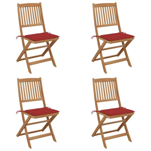 vidaXL 4 db összecsukható tömör akácfa kerti szék párnákkal