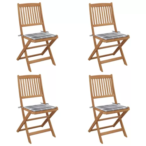 vidaXL 4 db összecsukható tömör akácfa kerti szék párnákkal