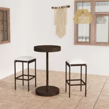   vidaXL 3 részes barna polyrattan kerti bárszett párnákkal
