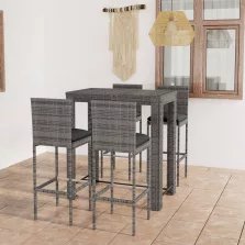   vidaXL 5 részes szürke polyrattan kerti bárszett párnákkal
