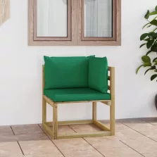   vidaXL zöld impregnált fenyőfa kerti sarok kanapé párnákkal