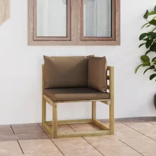   vidaXL zöld impregnált fenyőfa kerti sarok kanapé párnákkal