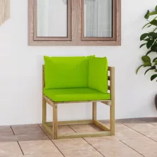   vidaXL zöld impregnált fenyőfa kerti sarok kanapé párnákkal