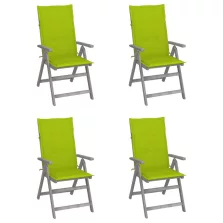   vidaXL 4 db dönthető tömör akácfa kerti szék párnával