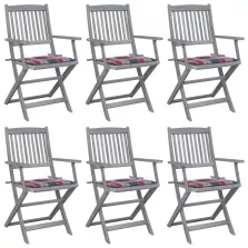   vidaXL 6 db összecsukható tömör akácfa kültéri szék párnákkal