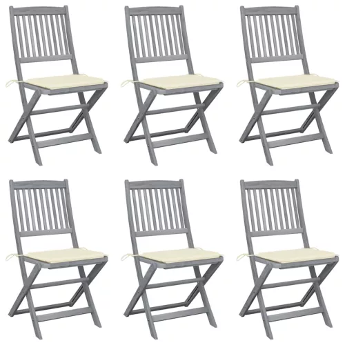 vidaXL 6 db összecsukható tömör akácfa kültéri szék párnákkal