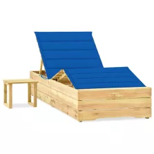   vidaXL impregnált fenyőfa kerti napozóágy asztallal és párnával