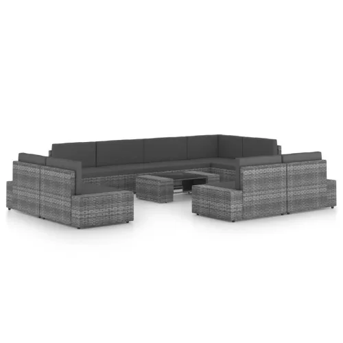 vidaXL 10 részes szürke polyrattan kerti ülőgarnitúra párnákkal