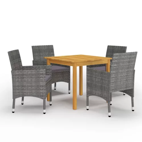 vidaXL 5 részes szürke kerti étkezőgarnitúra