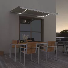   vidaXL krémszínű kézzel kihúzható LED-es napellenző 300 x 250 cm