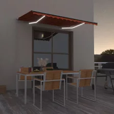   vidaXL narancs és barna kézzel kihúzható LED-es napellenző 300x250 cm