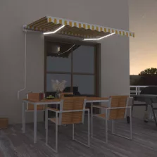   vidaXL sárga-fehér szélérzékelős és LED-es napellenző 350 x 250 cm