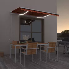   vidaXL narancssárga-barna szélérzékelős és LED-es napellenző 350x250cm