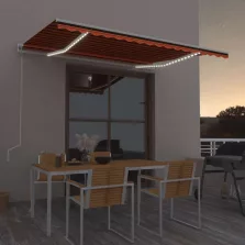   vidaXL narancssárga-barna szélérzékelős és LED-es napellenző 450x300cm