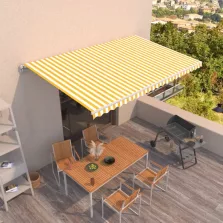   vidaXL sárga és fehér kézzel kihúzható napellenző 500 x 300 cm