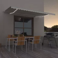   vidaXL krémszínű kézzel kihúzható LED-es napellenző 500x300 cm