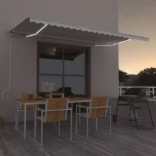   vidaXL krémszínű automata szélérzékelős és LED-es napellenző 500x300cm
