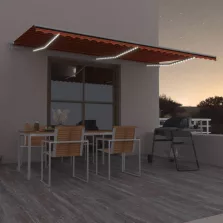   vidaXL narancssárga-barna szélérzékelős és LED-es napellenző 600x300cm