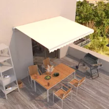   vidaXL krémszínű kézzel kihúzható napellenző 400 x 350 cm