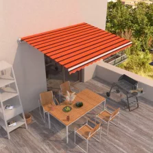   vidaXL narancssárga és barna kézzel kihúzható napellenző 450 x 350 cm