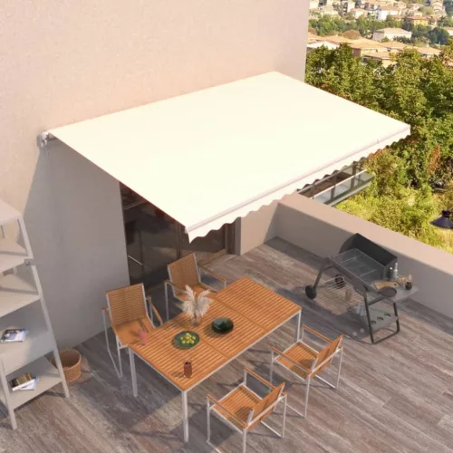 vidaXL krémszínű kézzel kihúzható napellenző 500 x 350 cm