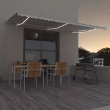   vidaXL krémszínű kézzel kihúzható LED-es napellenző 600 x 350 cm