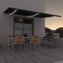   vidaXL antracitszürke szélérzékelős és LED-es napellenző 600 x 350 cm