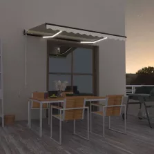   vidaXL krémszínű kézzel kihúzható LED-es napellenző 350 x 250 cm