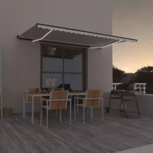   vidaXL krémszínű kézzel kihúzható LED-es napellenző 500x300 cm