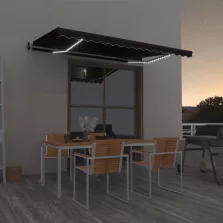   vidaXL antracitszürke szélérzékelős és LED-es napellenző 400x350 cm