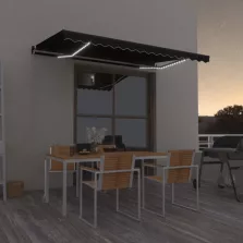   vidaXL antracitszürke kézzel kihúzható LED-es napellenző 450 x 350 cm