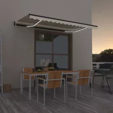   vidaXL krémszínű automata szélérzékelős és LED-es napellenző 450x350cm