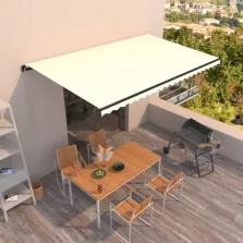   vidaXL krémszínű kézzel kihúzható napellenző 500 x 350 cm
