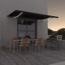   vidaXL antracitszürke szélérzékelős és LED-es napellenző 500 x 350 cm