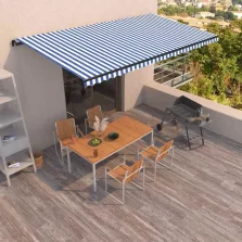   vidaXL kék és fehér kézzel kihúzható napellenző 600 x 350 cm