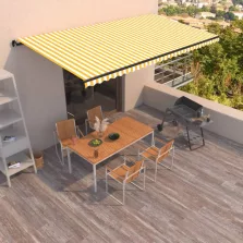   vidaXL sárga és fehér kézzel kihúzható napellenző 600 x 350 cm