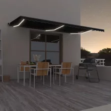   vidaXL antracitszürke kézzel kihúzható LED-es napellenző 600 x 350 cm