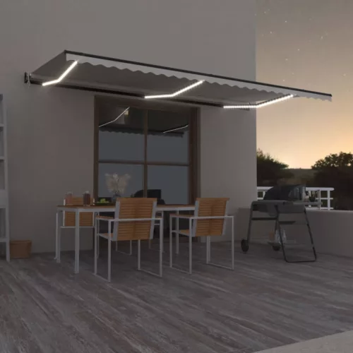 vidaXL krémszínű automata szélérzékelős és LED-es napellenző 600x350cm