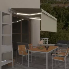   vidaXL krémszínű szélérzékelős, LED-es napellenző redőnnyel 3 x 2,5 m