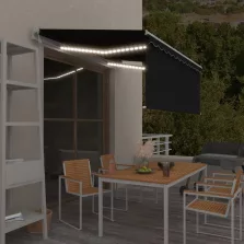   vidaXL szürke szélérzékelős, LED-es napellenző redőnnyel 3x2,5 m