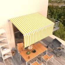   vidaXL sárga és fehér kézzel kihúzható napellenző redőnnyel 3,5x2,5 m